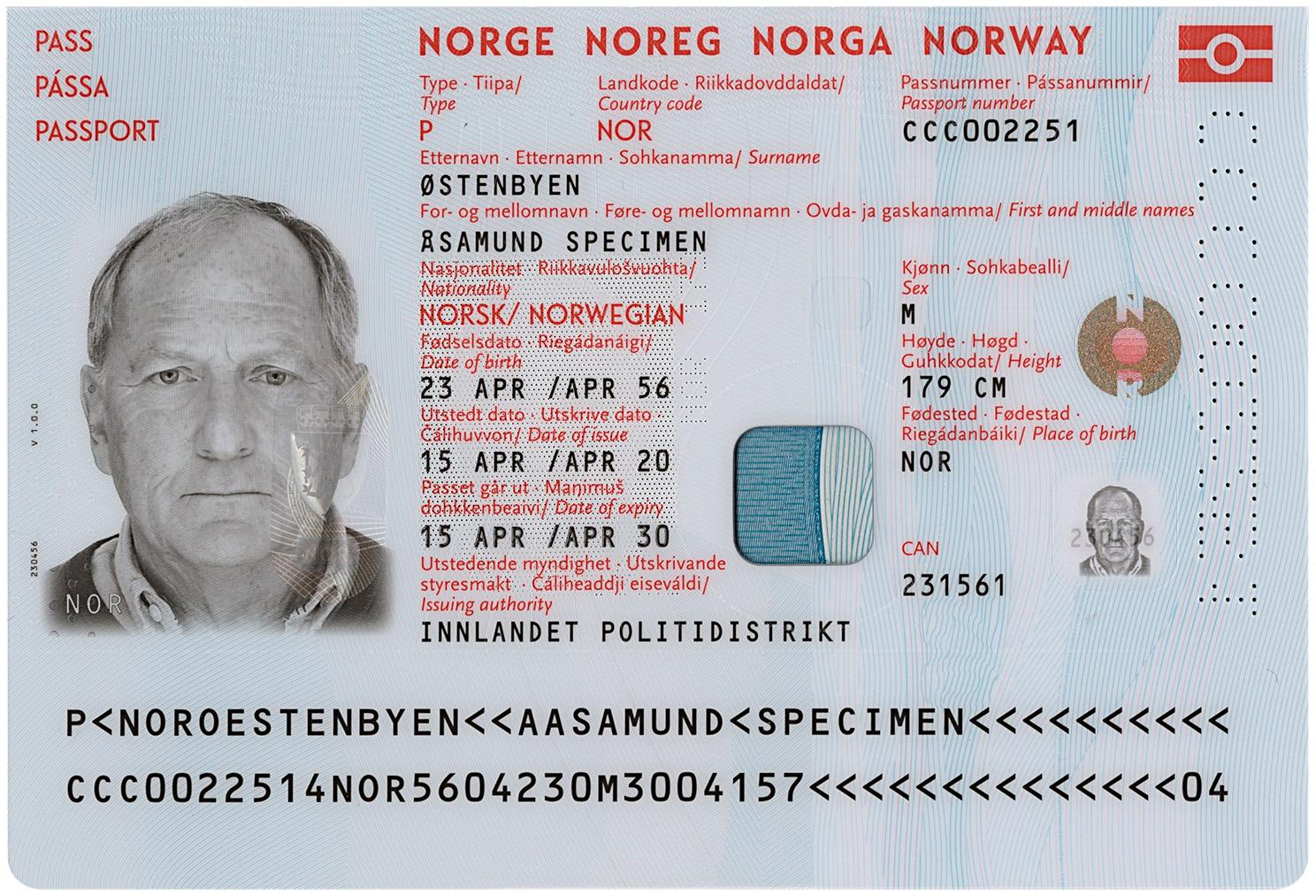 Passport data page being scanned